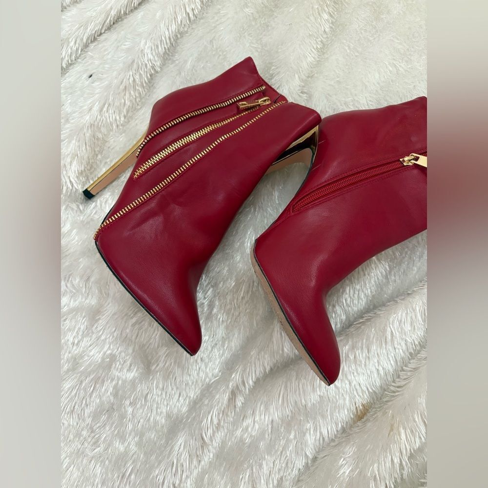 Catherine Malandrino Red Pointed Toe Stiletto Ankle Boots
